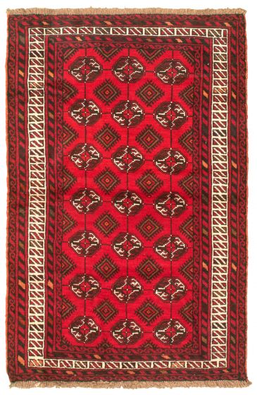 Afghan Akhjah 3'9" x 5'7" Hand-knotted Wool Rug 