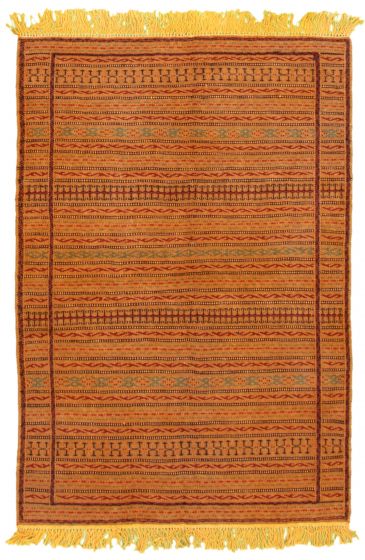 Turkish Ottoman Kashkoli 3'3" x 4'11" Flat-Weave Wool Tapestry Kilim 