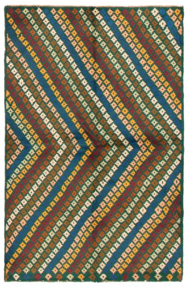 Afghan Baluch 3'10" x 5'11" Hand-knotted Wool Green Rug