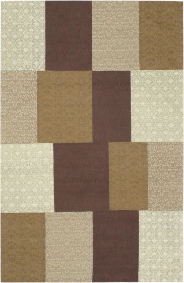 Indian Collage 5'0" x 8'0" Handmade Viscose, Wool Rug 