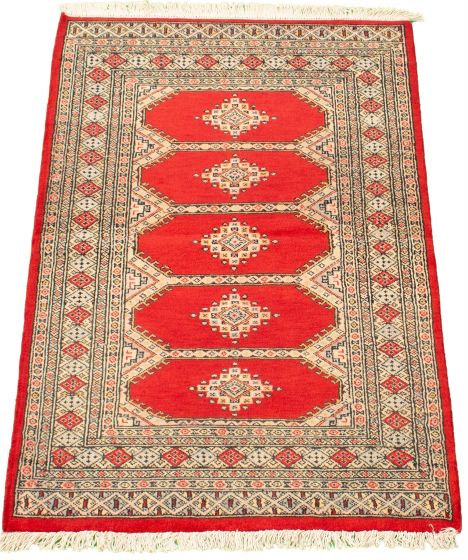 Pakistani Finest Peshawar Bokhara 3'2" x 5'1" Hand-knotted Wool Rug 