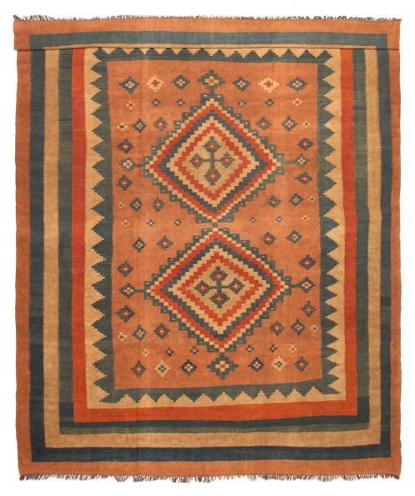 Turkish Sivas 9'6" x 12'6" Flat-Weave Wool Kilim 