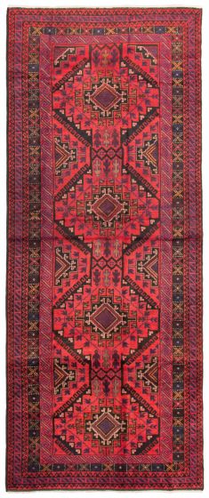Afghan Teimani 4'10" x 12'1" Hand-knotted Wool Rug 