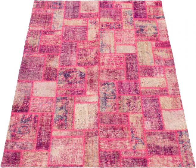 Turkish Color Transition Patchwork 5'7" x 7'7" Hand-knotted Wool Rug 
