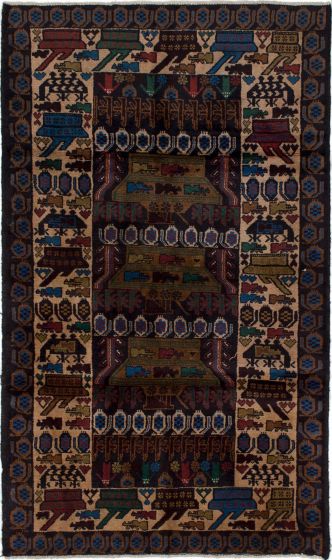 Afghan Rare War 3'8" x 6'5" Hand-knotted Wool Rug 