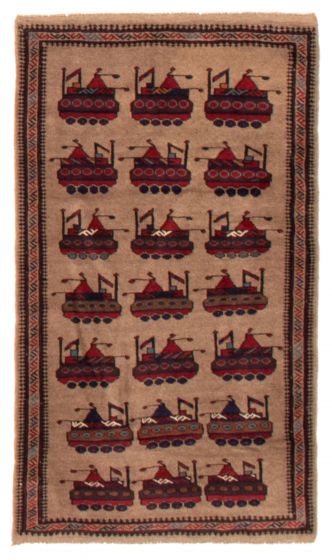 Afghan Rare War 2'9" x 4'8" Hand-knotted Wool Rug 