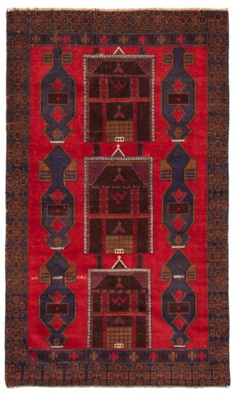 Afghan Baluch 3'7" x 6'3" Hand-knotted Wool Rug 