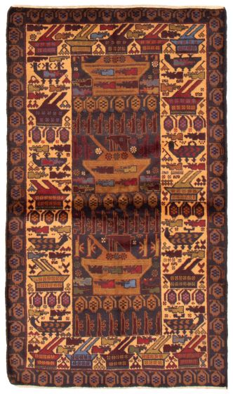 Afghan Rare War 3'9" x 6'9" Hand-knotted Wool Rug 