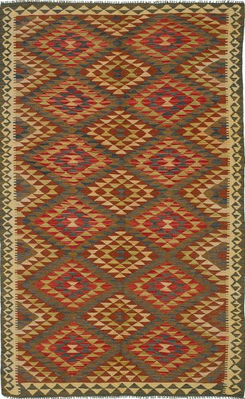 Turkish Sivas 5'1" x 8'3" Flat-Weave Wool Kilim 