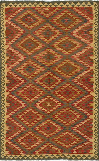 Turkish Sivas 4'11" x 8'0" Flat-Weave Wool Kilim 