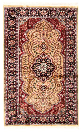 Indian Kashmir 3'11" x 6'5" Hand-knotted Silk Rug 