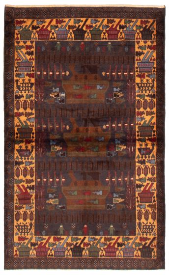 Afghan Rare War 4'0" x 6'8" Hand-knotted Wool Rug 