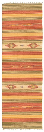Turkish Bold and Colorful 2'0" x 6'8" Flat-Weave Wool Kilim 