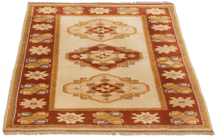 Turkish Melis Vintage 4'2" x 4'11" Hand-knotted Wool Rug 