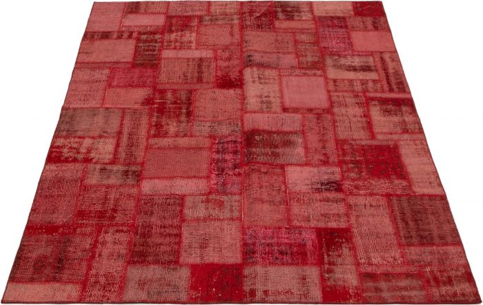 Turkish Color Transition Patchwork 5'7" x 7'9" Hand-knotted Wool Rug 