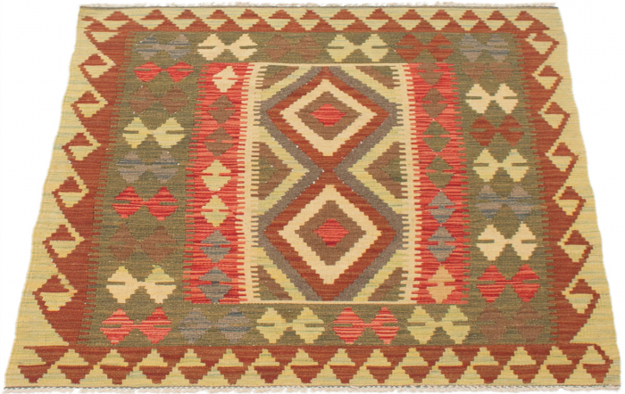 Turkish Sivas 3'5" x 4'9" Flat-Weave Wool Kilim 