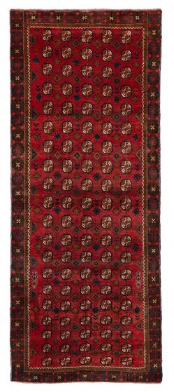 Afghan Teimani 3'8" x 9'1" Hand-knotted Wool Runner Rug 