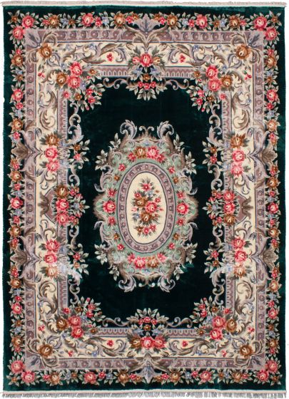 Chinese Aubousson Harrir 8'11" x 12'2" Hand-knotted Silk Rug 