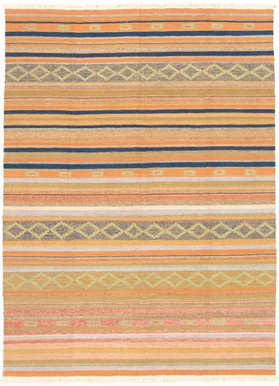 Turkish Boho 5'2" x 7'2" Flat-Weave Wool Kilim 