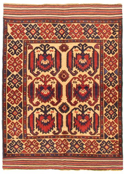 Afghan Tajik Caucasian 4'3" x 5'7" Hand-knotted Wool Rug 