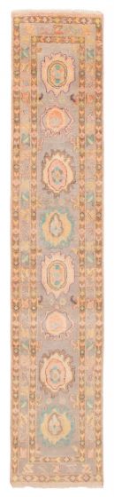 Indian Modern Oushak 2'3" x 11'6" Hand-knotted Wool Runner Rug 