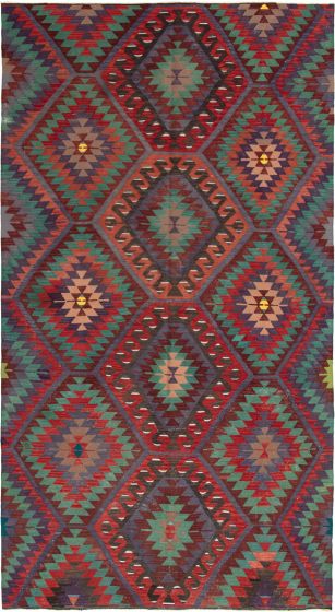 Turkish Sivas 5'9" x 10'10" Flat-Weave Wool Kilim 