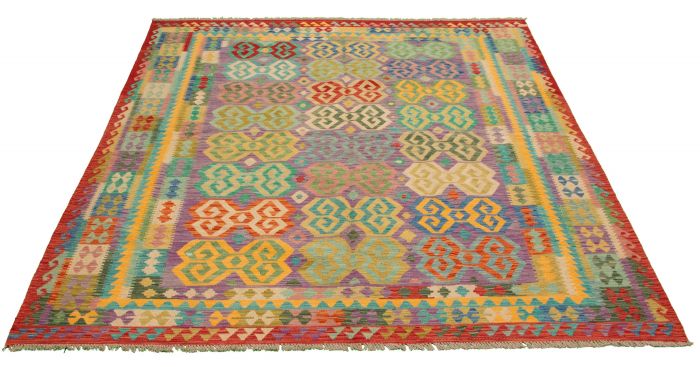 Turkish Sivas 8'4" x 9'8" Flat-Weave Wool Kilim 