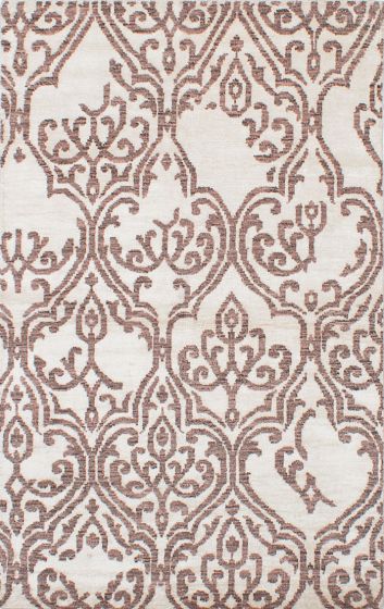 Indian La Seda 4'10" x 7'11" Hand-knotted Silk & Wool Rug 