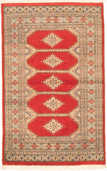 Pakistani Finest Peshawar Bokhara 3'2" x 5'1" Hand-knotted Wool Rug 
