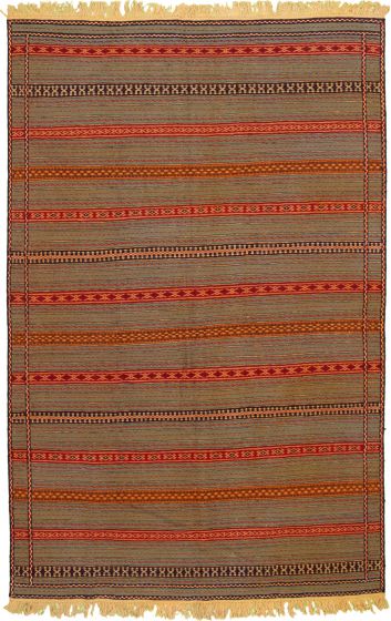 Turkish Ottoman Kashkoli 6'4" x 9'10" Flat-Weave Wool Tapestry Kilim 