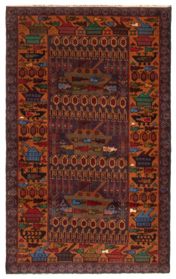 Afghan Rare War 3'11" x 6'5" Hand-knotted Wool Rug 