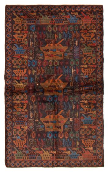Afghan Rare War 3'10" x 6'4" Hand-knotted Wool Rug 