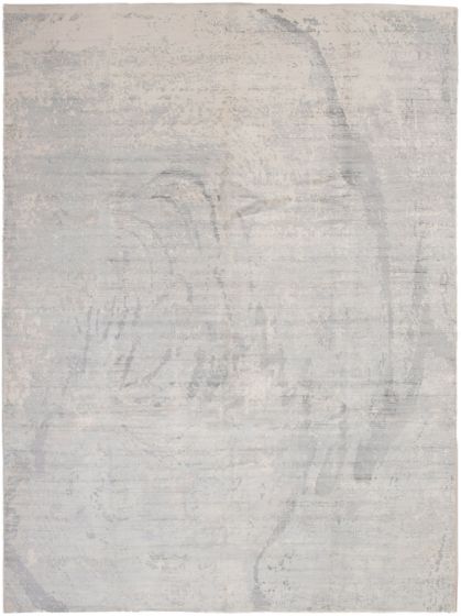 Indian Galleria 9'0" x 12'0" Hand-knotted Viscose Cream Rug