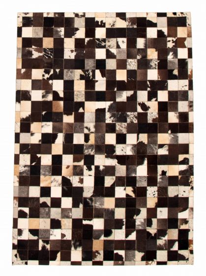 Argentina Cowhide Patchwork 5'7" x 7'11" Handmade Leather Rug 