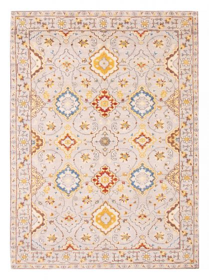 Indian Modern Oushak 7'7" x 10'2" Hand-knotted Wool Rug 