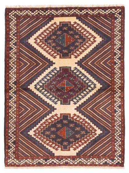 Persian Style 4'2" x 5'6" Hand-knotted Wool Rug 