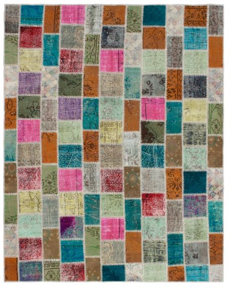 Turkish Color Transition Patchwork 6'0" x 7'9" Hand-knotted Wool Rug 