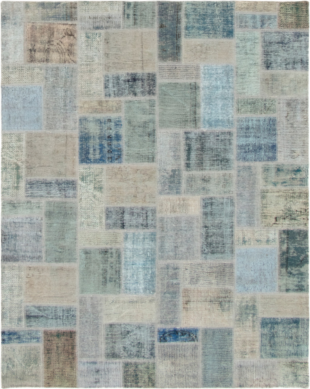Turkish Color Transition Patchwork 5'7" x 7'8" Hand-knotted Wool Rug 