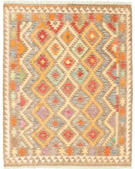 Turkish Sivas 5'0" x 6'4" Flat-Weave Wool Kilim 