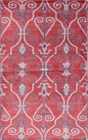 Indian Jules Oushak 4'11" x 7'11" Hand-knotted Silk Rug 