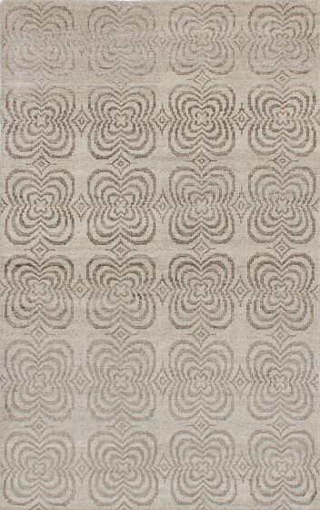 Indian La Seda 5'0" x 8'0" Hand-knotted Silk, Wool Rug 
