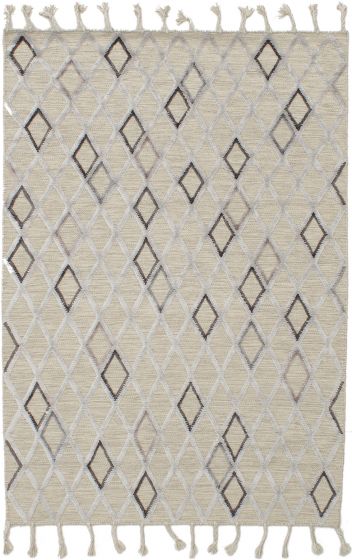 Indian Kalista 4'11" x 7'10" Flat-Weave Silk, Wool Kilim 