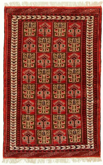 Turkmenistan Turkman 4'1" x 6'4" Hand-knotted Wool Rug 