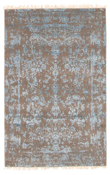 Indian La Seda 3'11" x 6'0" Hand-knotted Silk, Wool Rug 