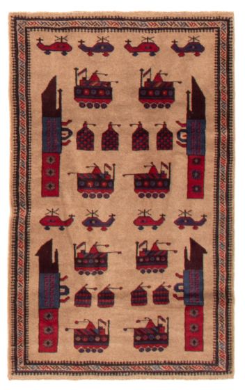Afghan Rare War 2'11" x 4'9" Hand-knotted Wool Rug 