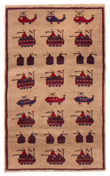 Afghan Rare War 2'10" x 4'8" Hand-knotted Wool Rug 