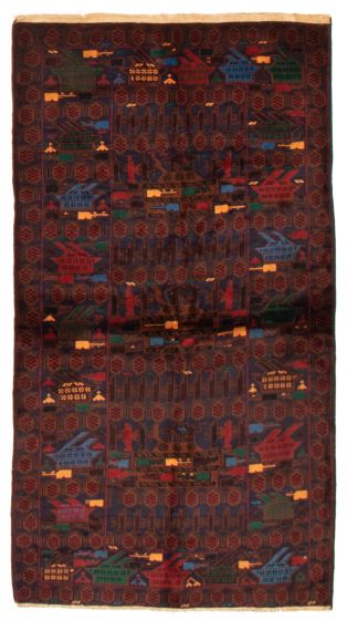 Afghan Rare War 3'7" x 6'8" Hand-knotted Wool Rug 
