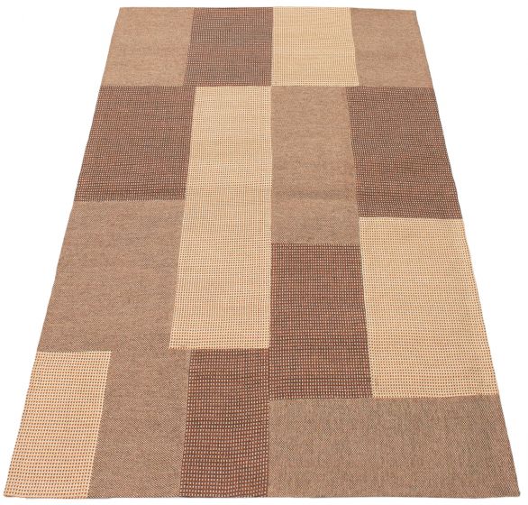 Indian Collage 4'6" x 6'6" Handmade Chenille Rug 