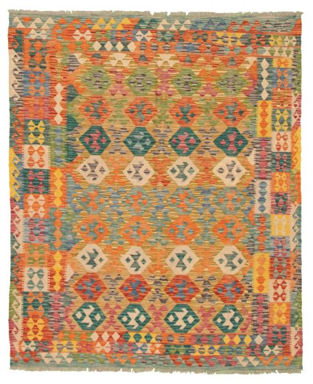 Kilim vif et coloré 6'3" x 7'10" en laine