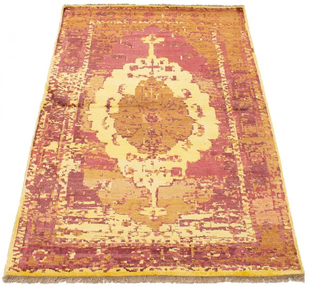 Indian Color transition 5'5" x 7'8" Hand-knotted Bamboo Silk Rug 